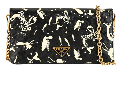 Mermaid Wallet On Chain, &pound;420, Handbags, Black, Leather, Front view